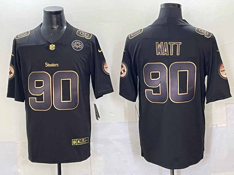Men Pittsburgh Steelers 90 Watt Black Nike Limited NFL 2025 Jersey style 04